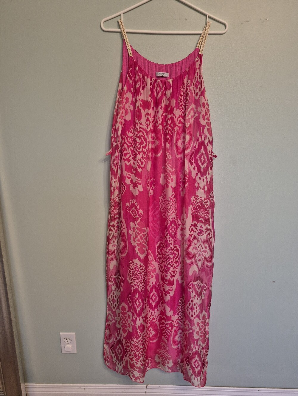 Rosemarine Women's Italian Beach Resortwear Pink Silk Blend Maxi Dress Size L - Picture 2 of 7